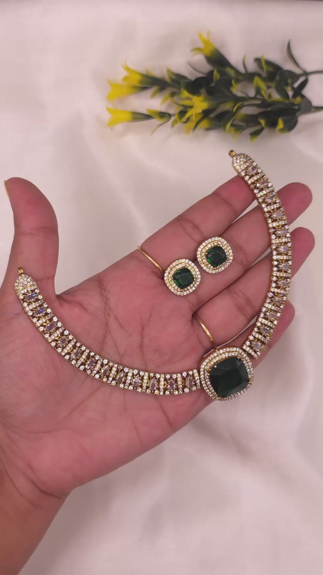 Emerald Green CZ Necklace Set