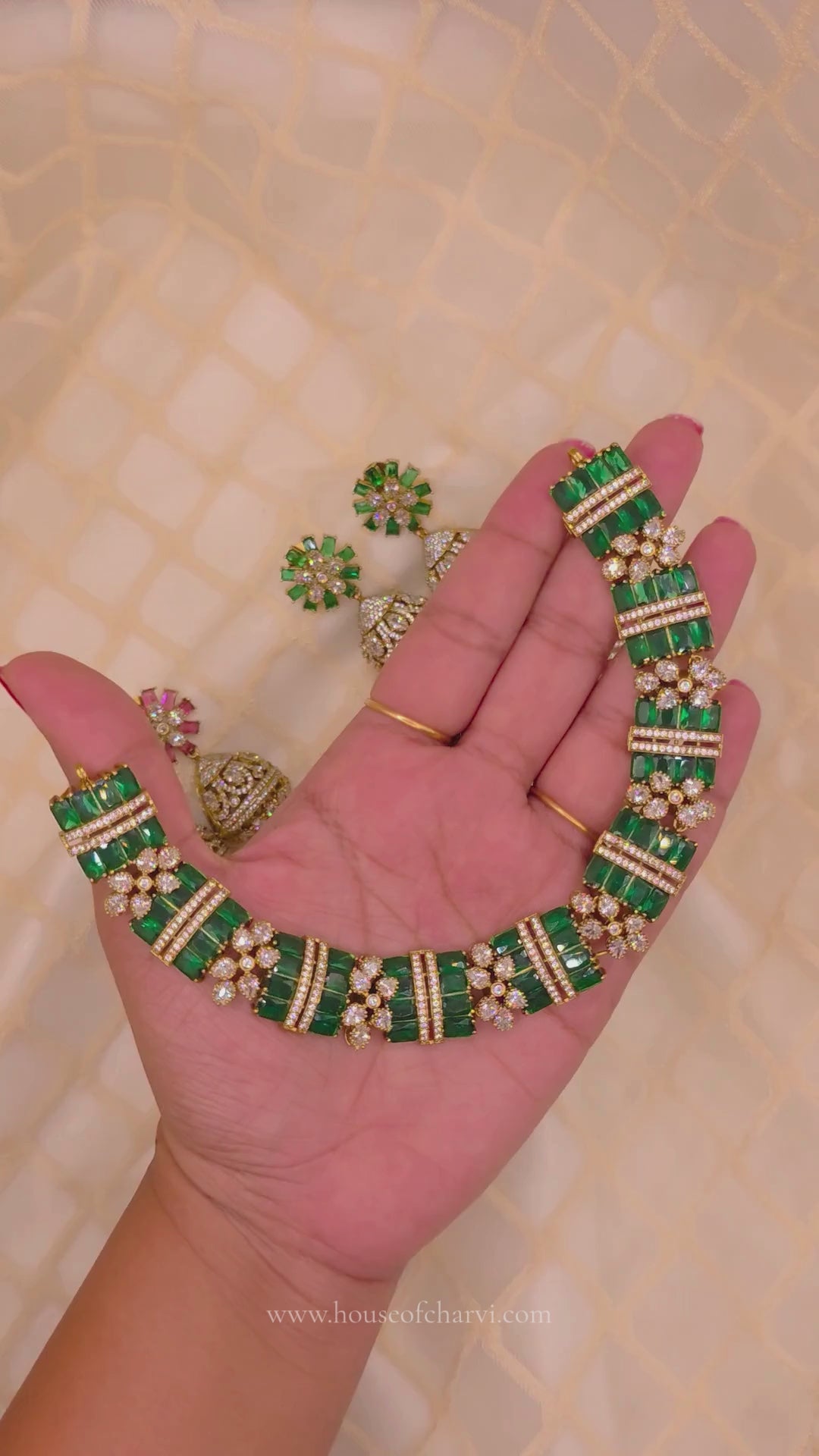 Royal Emerald Victorian Floral CZ NeckSet