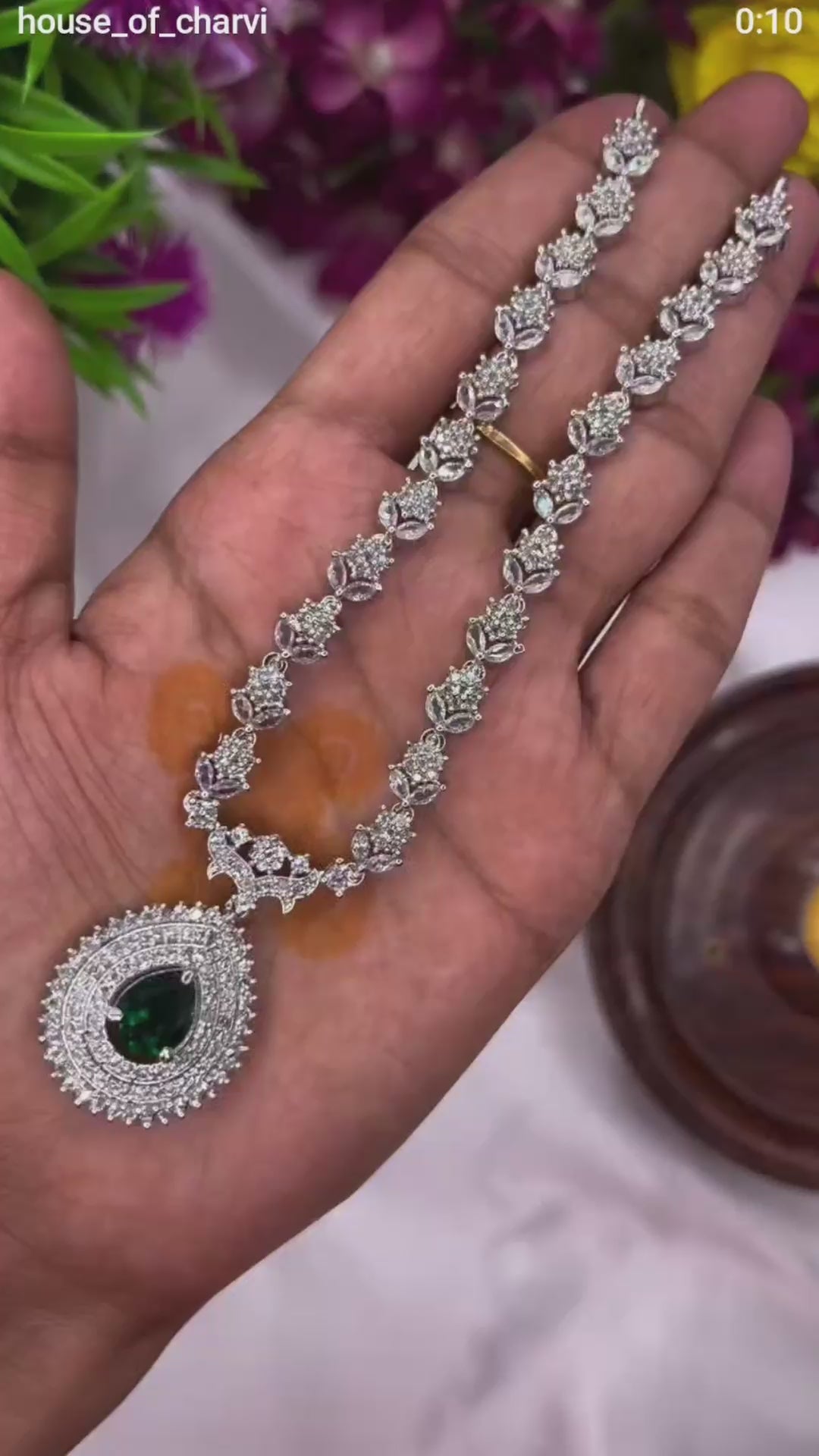 Emerald Silver Cascade AD Neckset