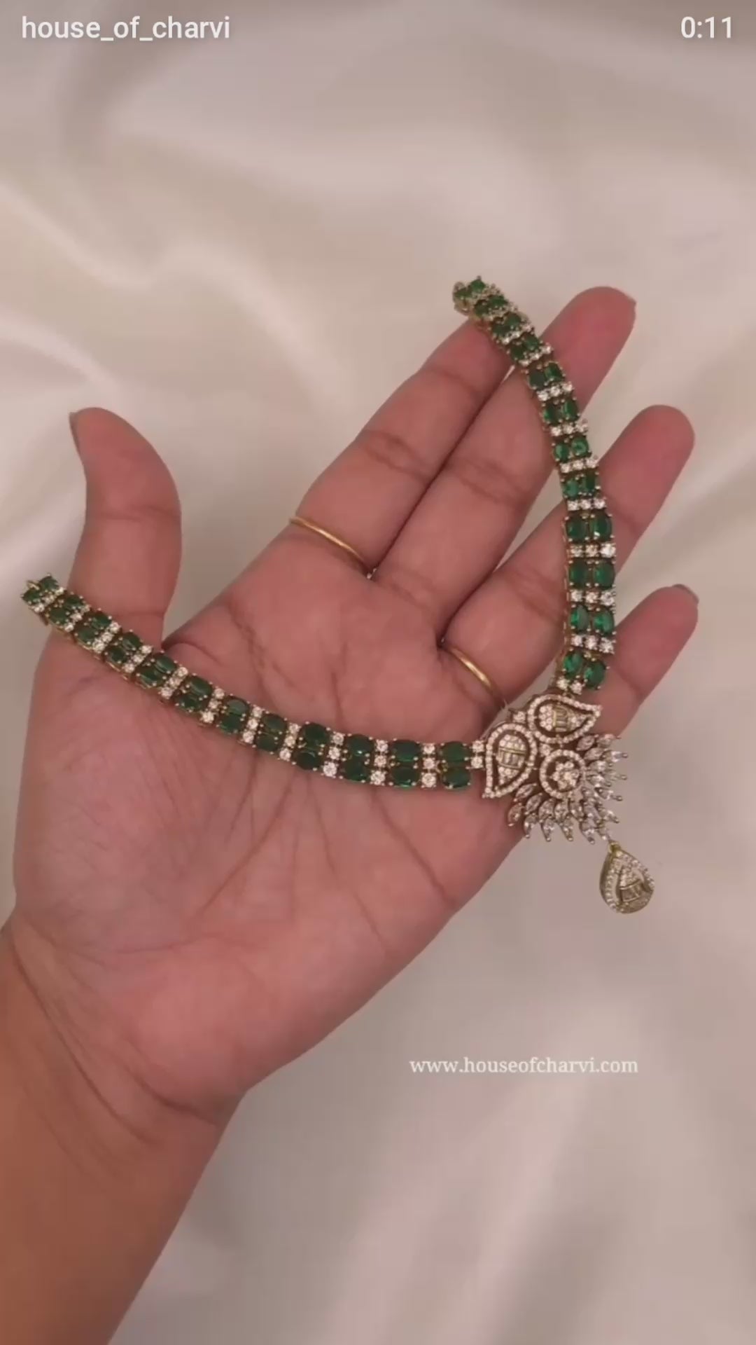Emerald Floral Designer Necklace Set