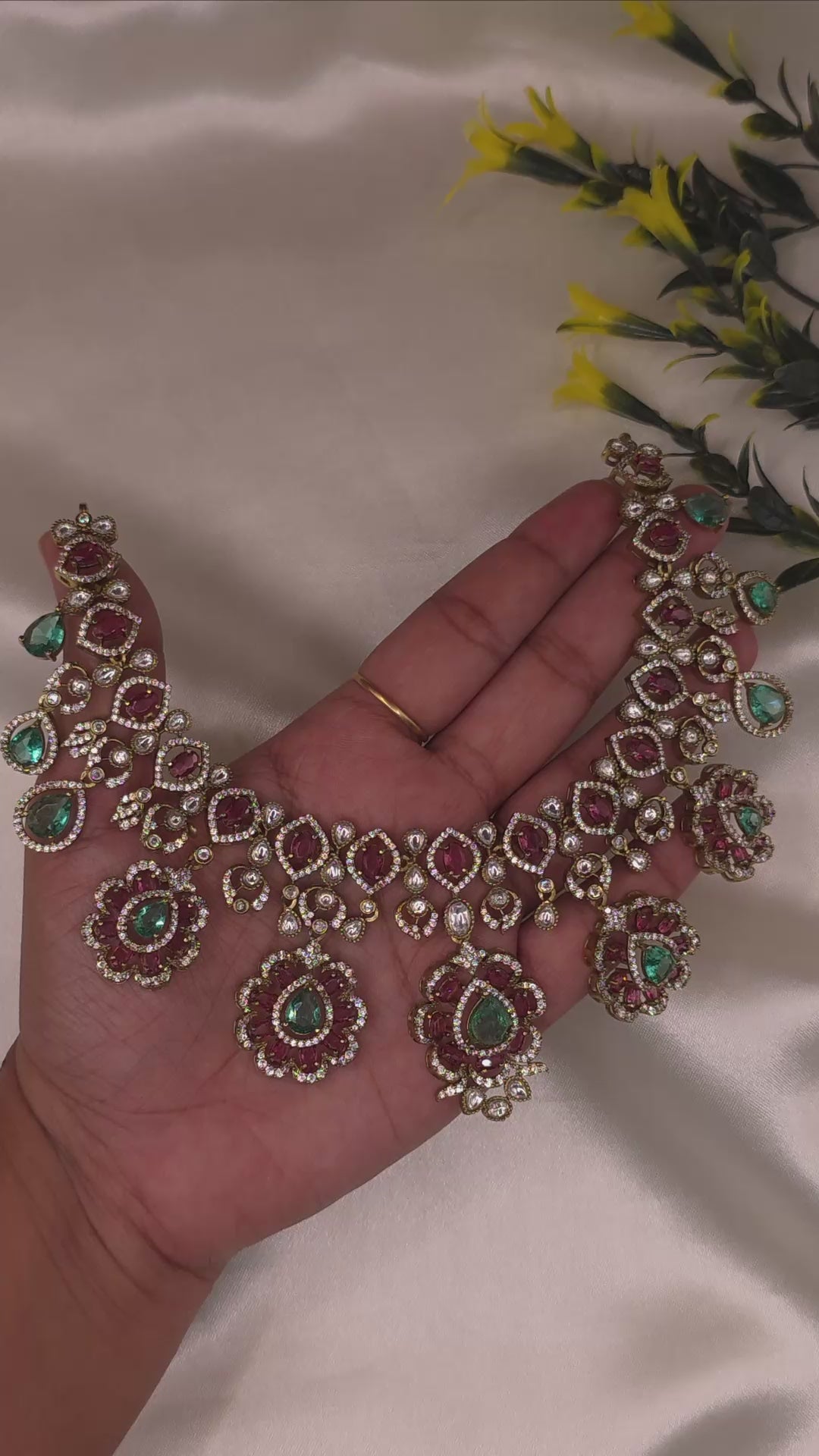 Victorian Floral CZ Necklace Set