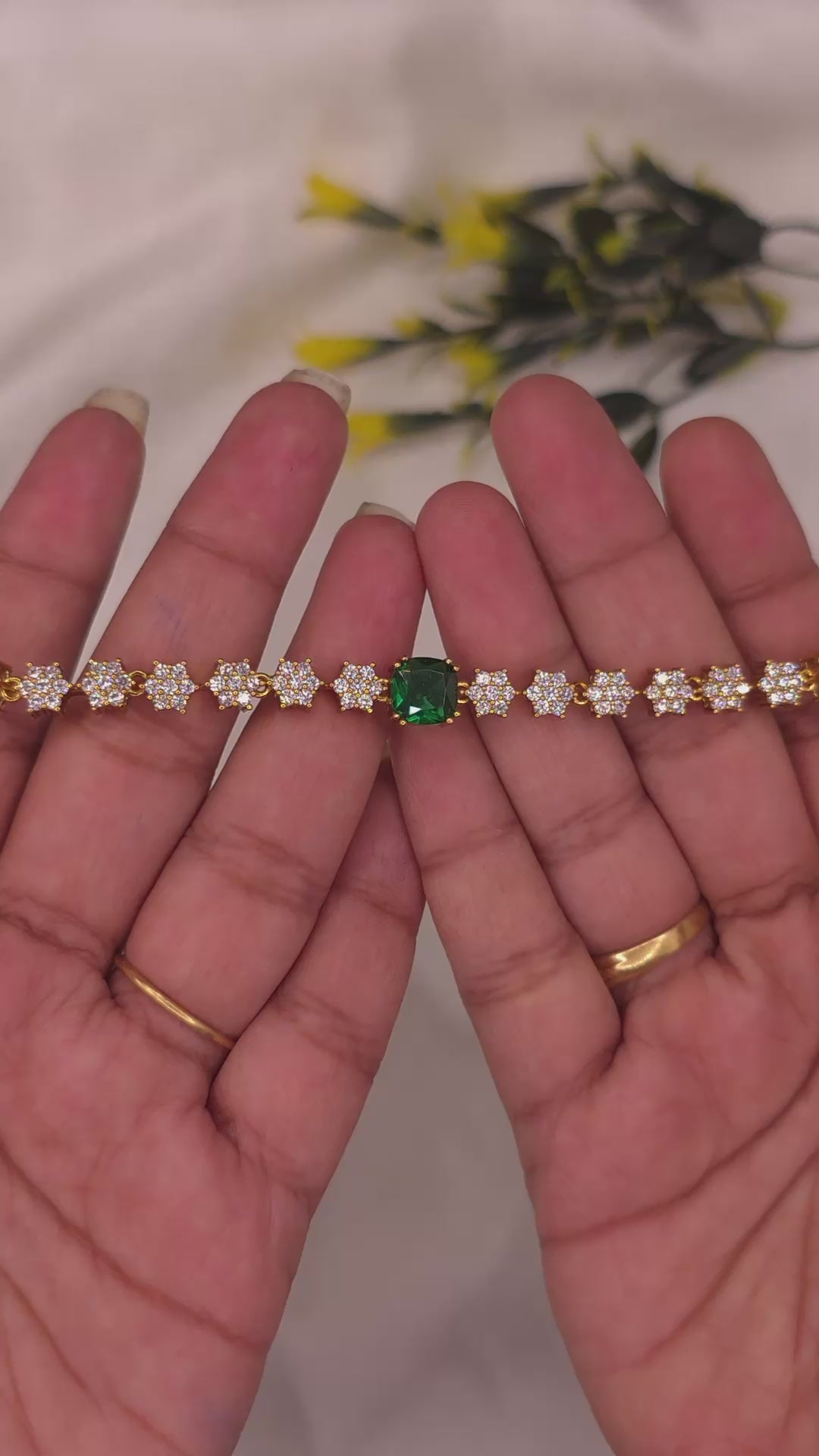 Emerald CZ Floral Necklace Set