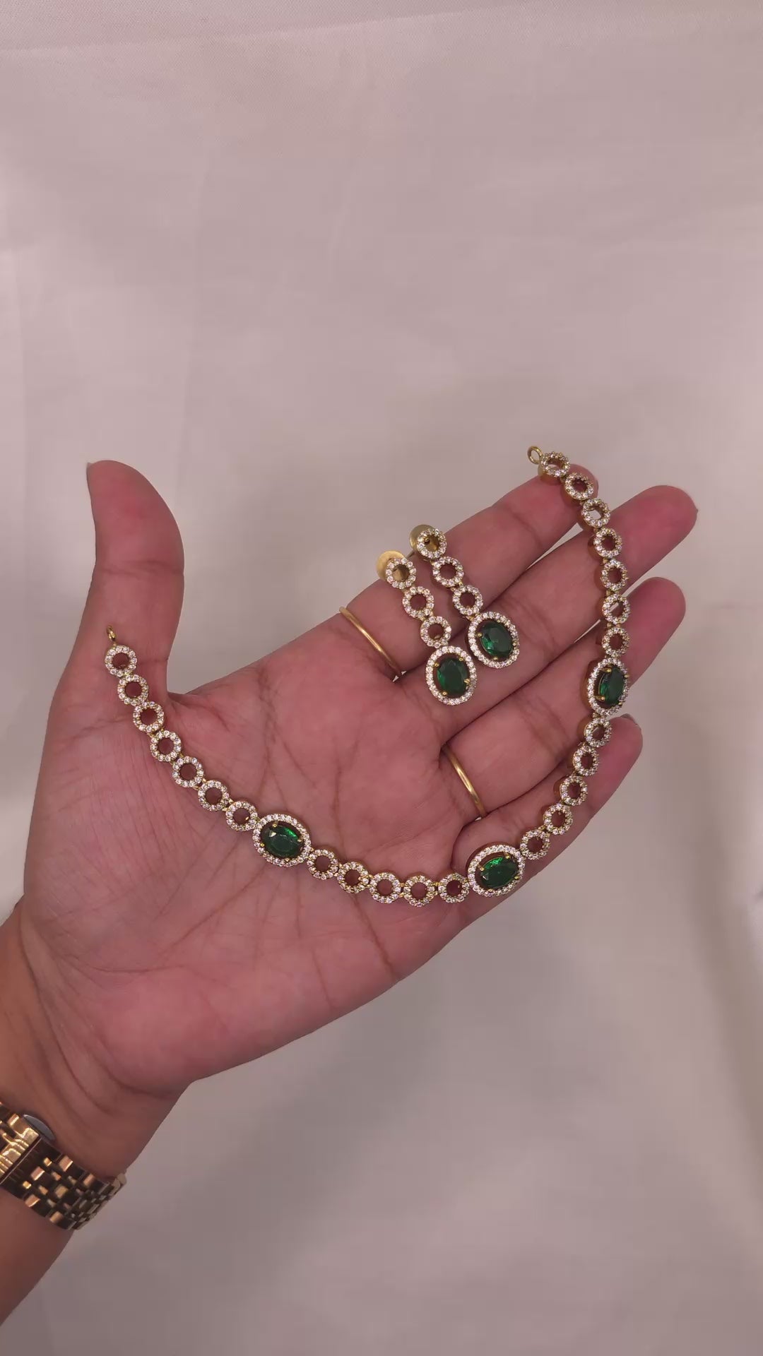Emerald Green CZ Designer Necklace Set