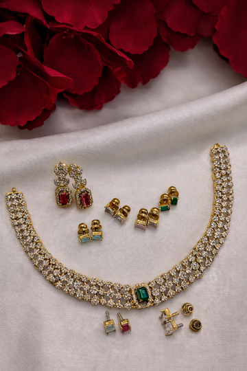 Premium CZ Multistone Necklace Set