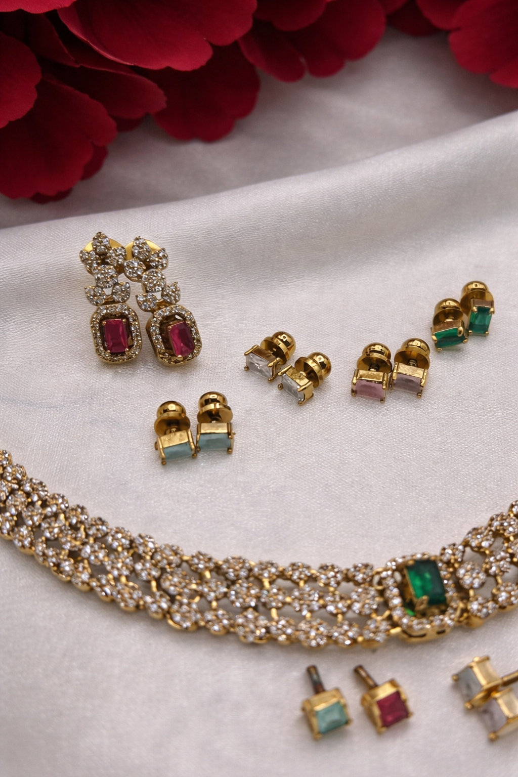 Premium CZ Multistone Necklace Set