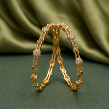 Designer CZ Gold Bangles (pack of 2)
