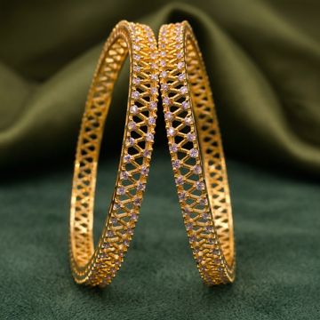 CZ Geometric Lattice Bangle Set