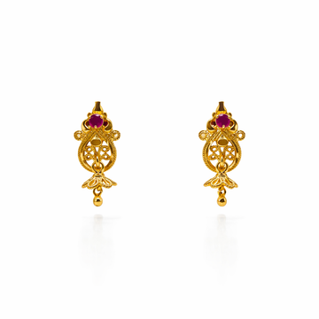 Baby Nakshi Filigree Drop Stud Earrings – Ruby