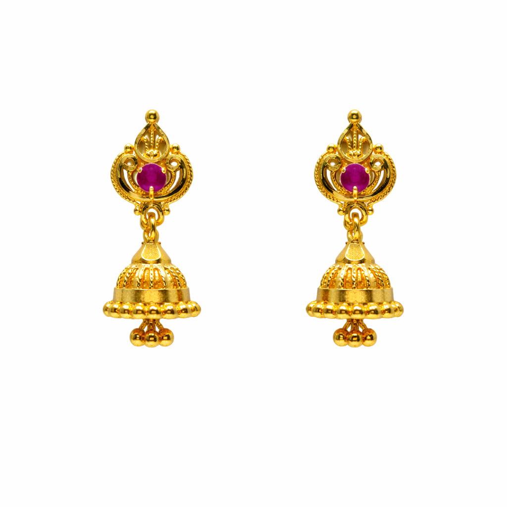 Baby Mini Rope Work Ruby Jhumka