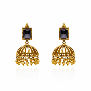Antique Gold Amethyst Cage Jhumka